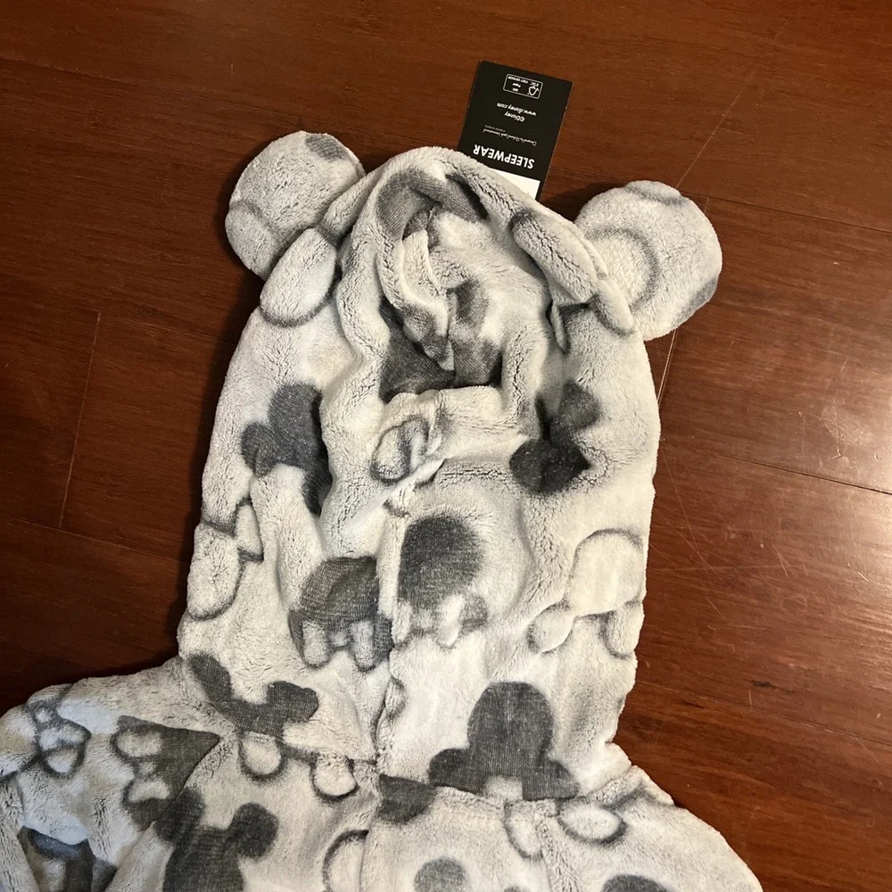 Disney Mickey and Minnie Mouse One Piece Hoodie Pajama Set Women SIZE Large - Picture 9 of 16